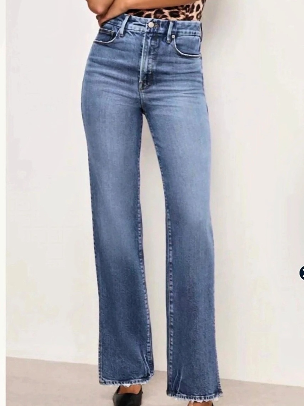 Good American Good Boy Wide Leg Jeans Blue Waist 10 / 30 NWT retails $178